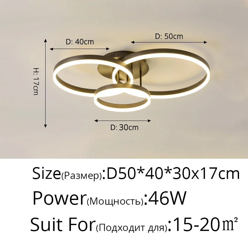 1/2/3 Rings LED Ceiling Lights For Bedroom Dining Room Living Room Kitchen Studyroom Villa Foyer Office Indoor Simple Home Lamps - Image 7