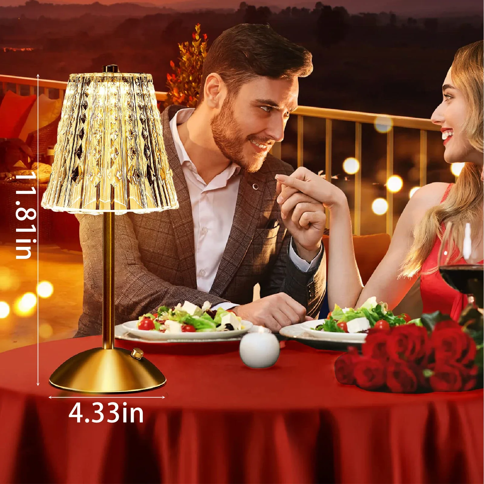 1-4Pcs LED Crystal Table Lamp Touch Sensor Desk Lamp USB Cordless Night Light Restaurant Atmosphere Lamp Bar Cafe Home Decor - Image 2