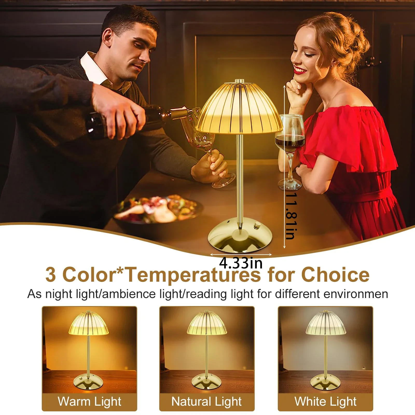 1-4Pcs LED Crystal Table Lamp Touch Sensor Desk Lamp USB Cordless Night Light Restaurant Atmosphere Lamp Bar Cafe Home Decor - Image 3