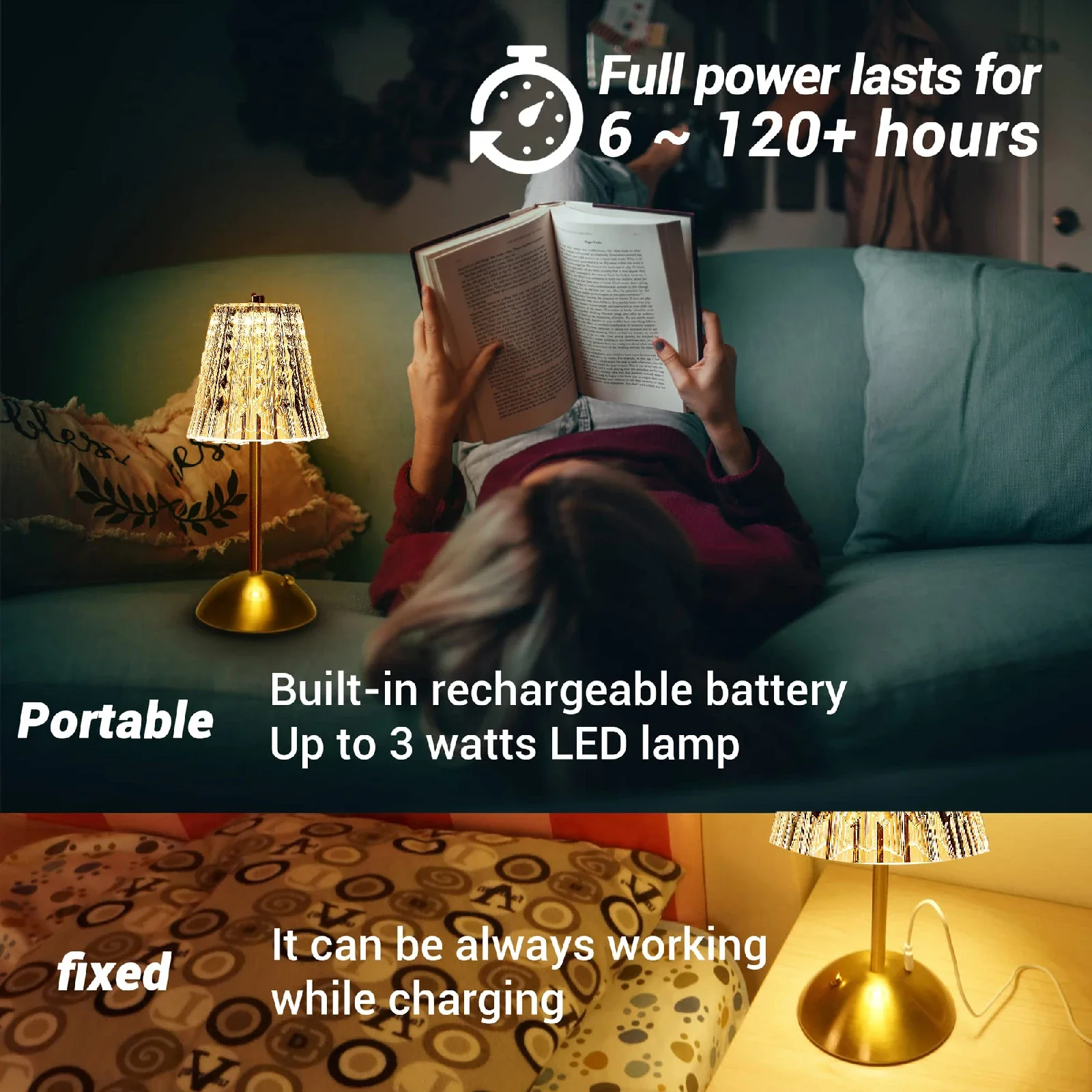 1-4Pcs LED Crystal Table Lamp Touch Sensor Desk Lamp USB Cordless Night Light Restaurant Atmosphere Lamp Bar Cafe Home Decor - Image 4