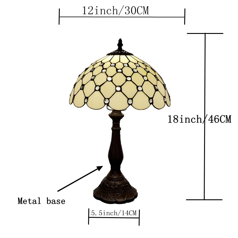 12 Inch European Crystal Bead Glass Table Lamp Tiffany Style Study Room Reading Bar Table Lighting Simple Retro Art Metal Base - Image 3
