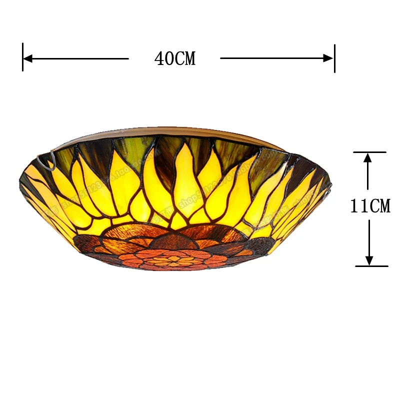 16-Inch Continental Sunflower Ceiling Tiffanylamps Bedroom Children's Den Bar Glass Art Lighting Personality Stairs - Image 3