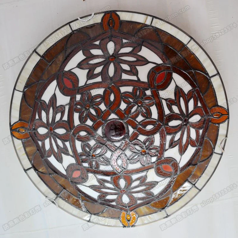 16 Inch European Twist Glass Ceiling Lamp Tiffany Style Bedroom Aisle Porch Balcony Lighting Antique LED Welding Art Lamp - Image 5