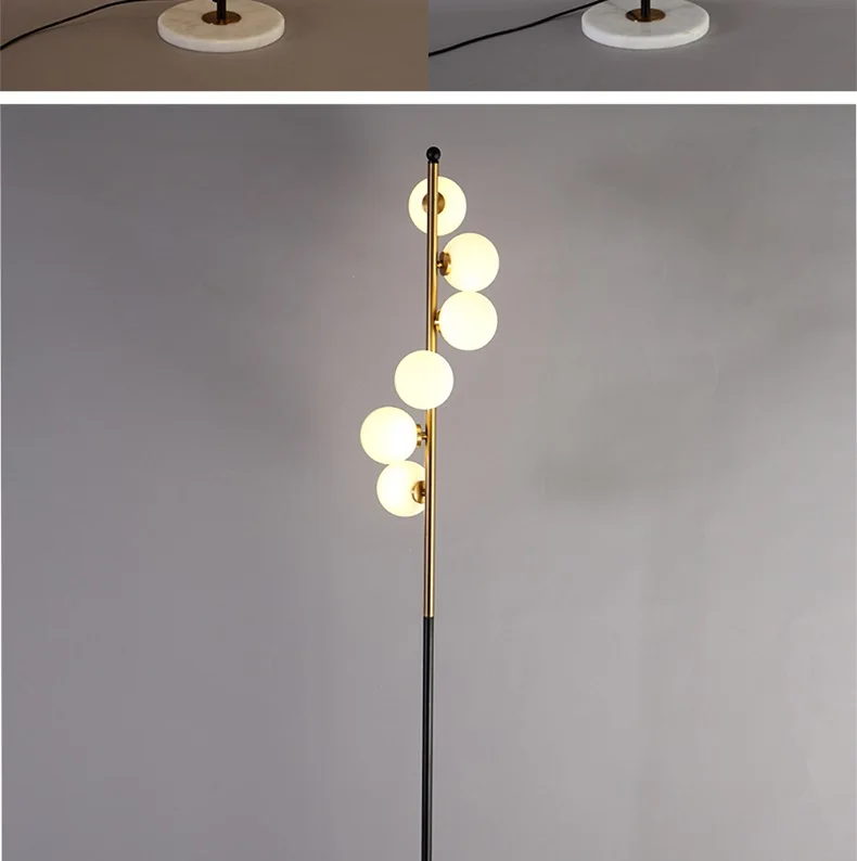 (16mai) Lampadaire moderne LED barre dorée avec globes en verre Inti - Image 8
