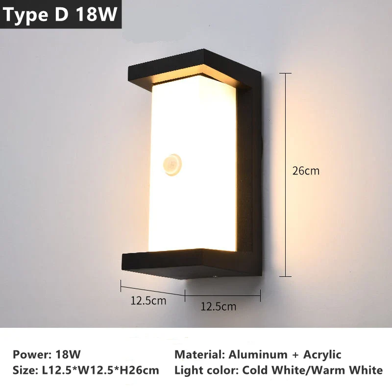 18W 30W Outdoor LED Wall Lamp PIR Motion Sensor IP65 Waterproof Porch Light Balcony Garden Corridor Wall Sconce Lighting Fixture - Image 10