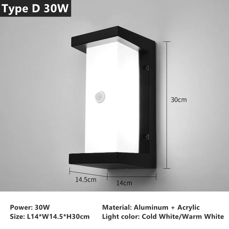 18W 30W Outdoor LED Wall Lamp PIR Motion Sensor IP65 Waterproof Porch Light Balcony Garden Corridor Wall Sconce Lighting Fixture - Image 11