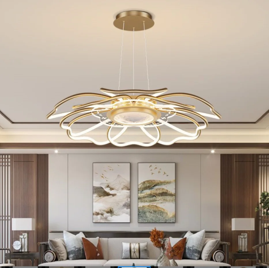 2023 Modern LED Chandelier Fixtures New Chinese Style Ceiling Fan Simple Rose Gold Living Room Chandelier - Image 10