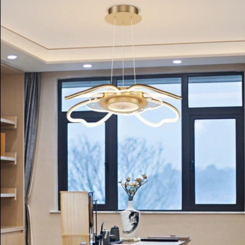2023 Modern LED Chandelier Fixtures New Chinese Style Ceiling Fan Simple Rose Gold Living Room Chandelier - Image 3
