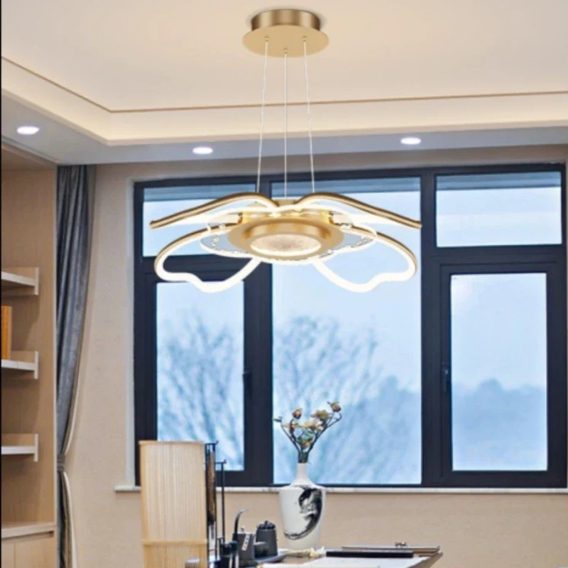 2023 Modern LED Chandelier Fixtures New Chinese Style Ceiling Fan Simple Rose Gold Living Room Chandelier - Image 4