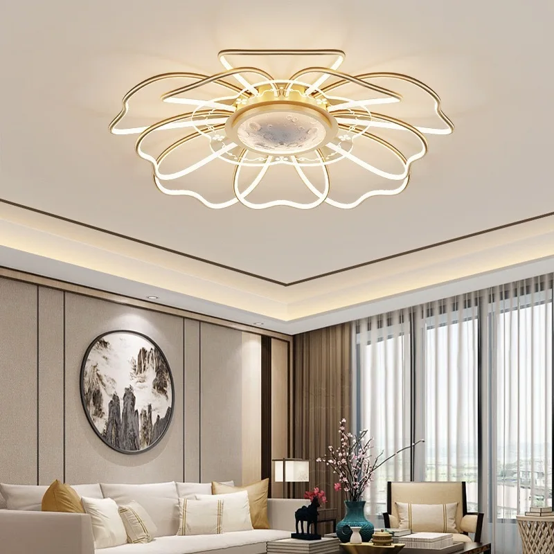 2023 Modern LED Chandelier Fixtures New Chinese Style Ceiling Fan Simple Rose Gold Living Room Chandelier - Image 8