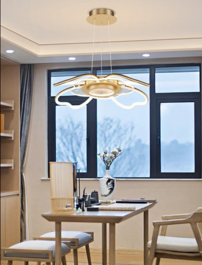 2023 Modern LED Chandelier Fixtures New Chinese Style Ceiling Fan Simple Rose Gold Living Room Chandelier - Image 9