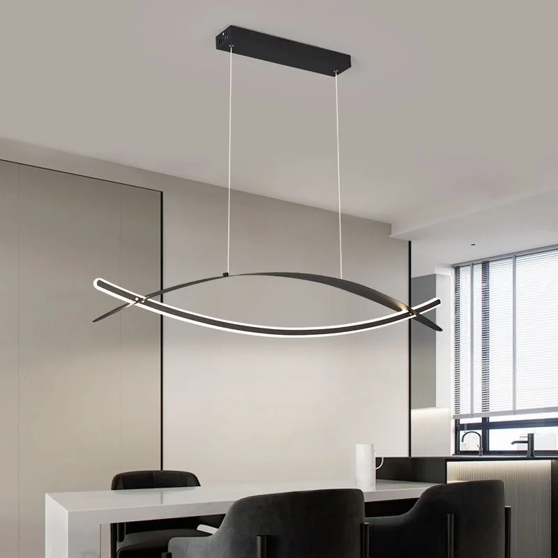 2023 Modern Led Simple Pendant Lamp Double Arc Creative Style Chandelier For Dining Room Living Room Deluxe Plating Color - Image 2