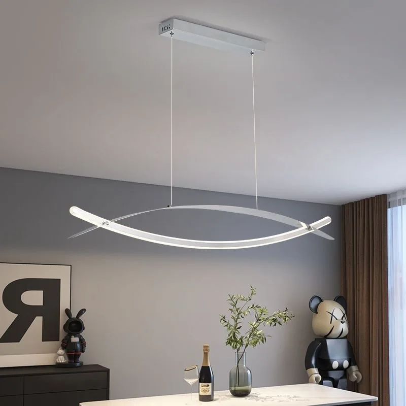 2023 Modern Led Simple Pendant Lamp Double Arc Creative Style Chandelier For Dining Room Living Room Deluxe Plating Color - Image 3