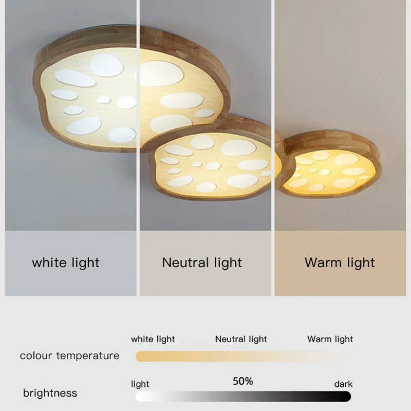 2023 New Lotus Root Ceiling Lamp for Living Room Bedroom Children's Study Kitchen Home LED Light Fixture Modern Wood Chandelier - Image 4