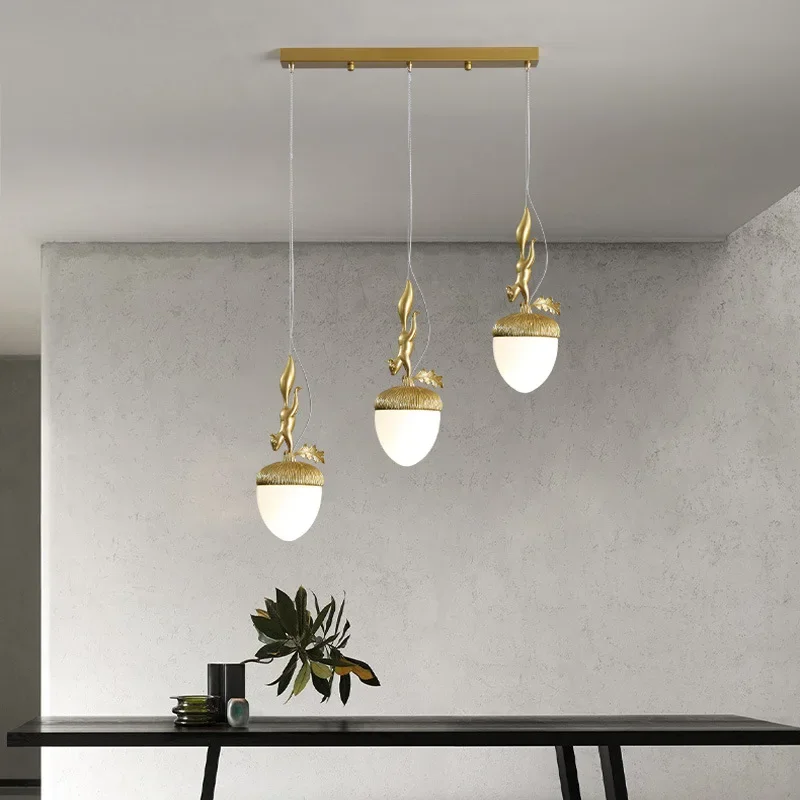 2024 French Modern Simple Cartoon Pinecone Squirrel Pendant Lights Personality Clothes Shop Bar Desk Bedroom Bedside Chandelier - Image 5