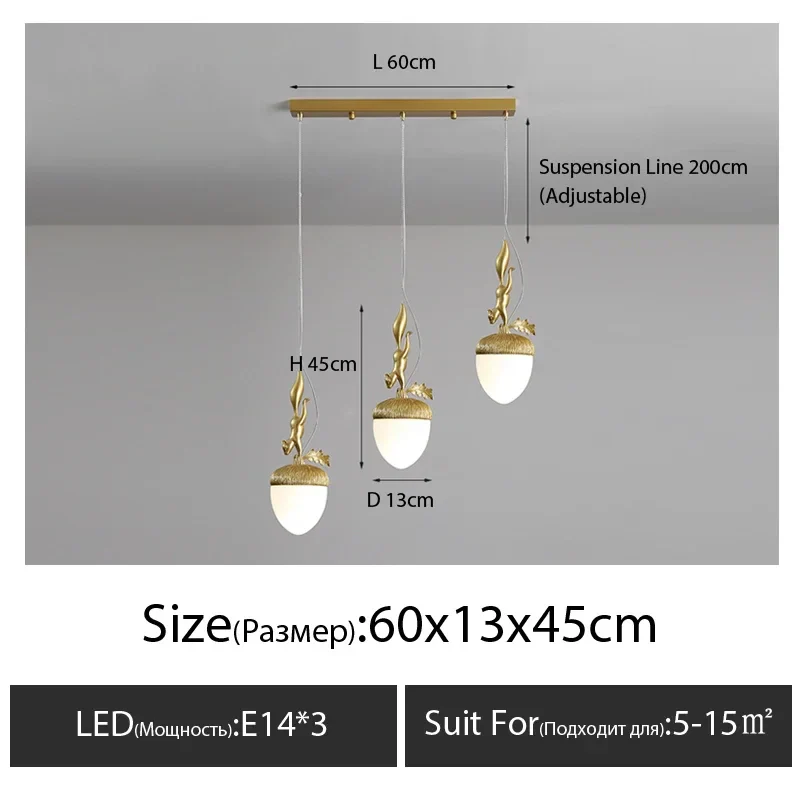 2024 French Modern Simple Cartoon Pinecone Squirrel Pendant Lights Personality Clothes Shop Bar Desk Bedroom Bedside Chandelier - Image 7