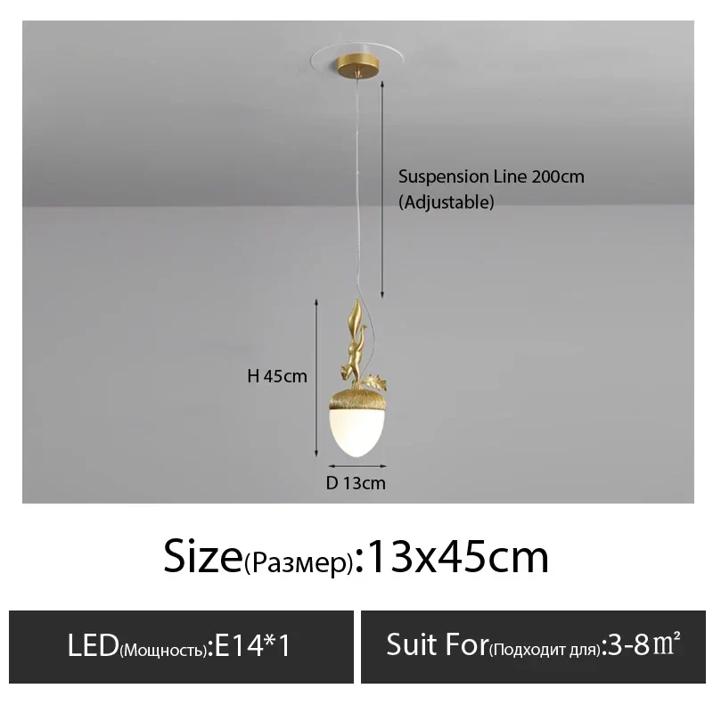 2024 French Modern Simple Cartoon Pinecone Squirrel Pendant Lights Personality Clothes Shop Bar Desk Bedroom Bedside Chandelier - Image 8