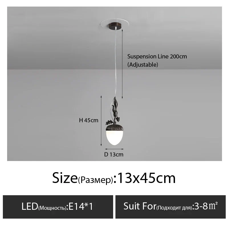 2024 French Modern Simple Cartoon Pinecone Squirrel Pendant Lights Personality Clothes Shop Bar Desk Bedroom Bedside Chandelier - Image 9