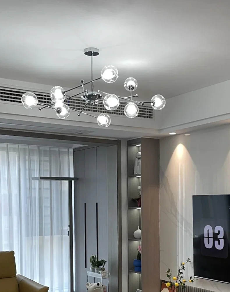 2024 Glass Chandelier Chrome Magic Bean Lights for  Living Room Pendant Lamp Bedroom Dining Room Ceiling Hanging Lamp - Image 4