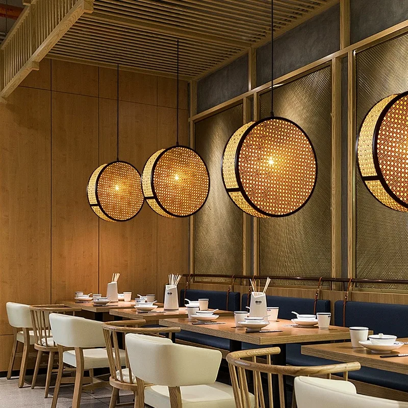 2024 Japanese style Quiet Wind Restaurant Bar, Restaurant Island, Homestay Bedhead Vine Weaving Art Pendant Light - Image 5