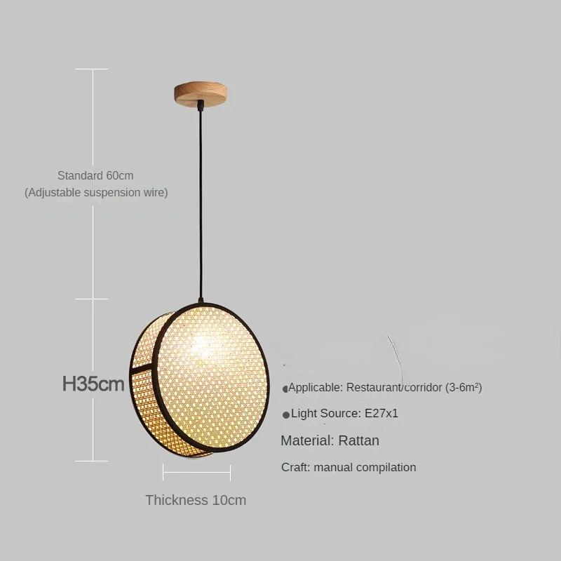 2024 Japanese style Quiet Wind Restaurant Bar, Restaurant Island, Homestay Bedhead Vine Weaving Art Pendant Light - Image 9