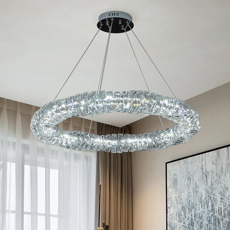 2024 Luxury K9 Crystals Chandelier Led Pendant Lights Steel Luxury Hanging Lamp Fixtures For Home decoration - Image 6