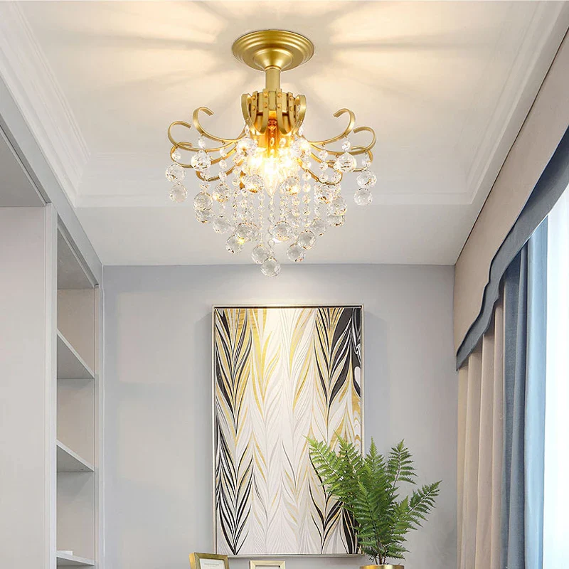 2024 Modern Crystal Chandelier Creative Design Black/Gold Corridor Ceiling Lamp Applicable To Porch Restaurant Lamps - Image 2