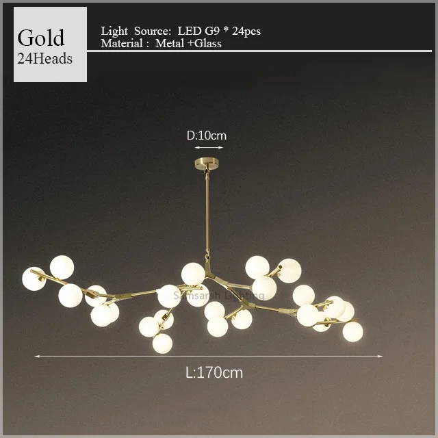 2024 Modern LED Chandelier Branches Style Glass Balls Ceiling Lamp Living Room Dining Room For Bedroom - Image 10