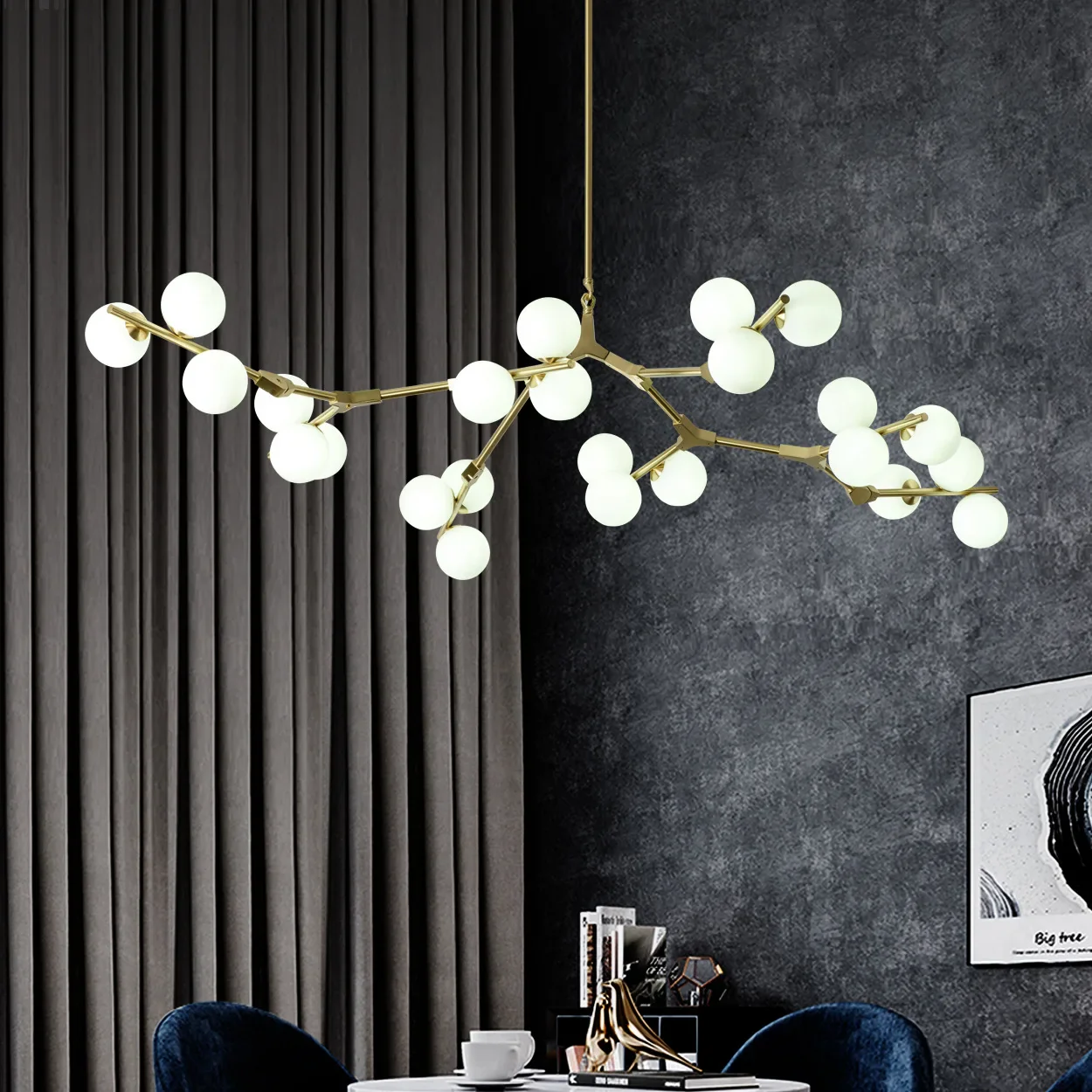 2024 Modern LED Chandelier Branches Style Glass Balls Ceiling Lamp Living Room Dining Room For Bedroom - Image 4