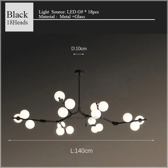2024 Modern LED Chandelier Branches Style Glass Balls Ceiling Lamp Living Room Dining Room For Bedroom - Image 8