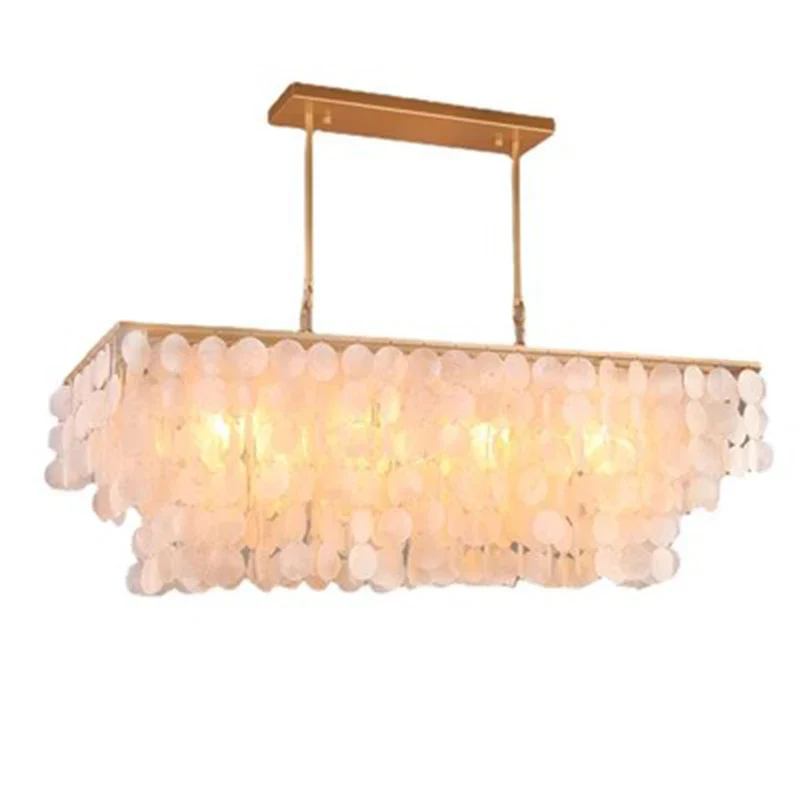 2024 Modern simple living room Scandinavian shell dining room romantic light luxury checkroom B&B rectangular suction chandelier - Image 3