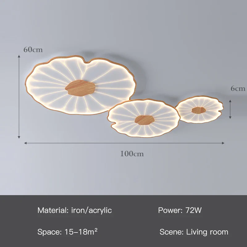 plafonnier moderne à grain de bois pour salon chambre à coucher étude crèche pour enfants conception de feuille de lotus lustre à LED en métal - Image 10