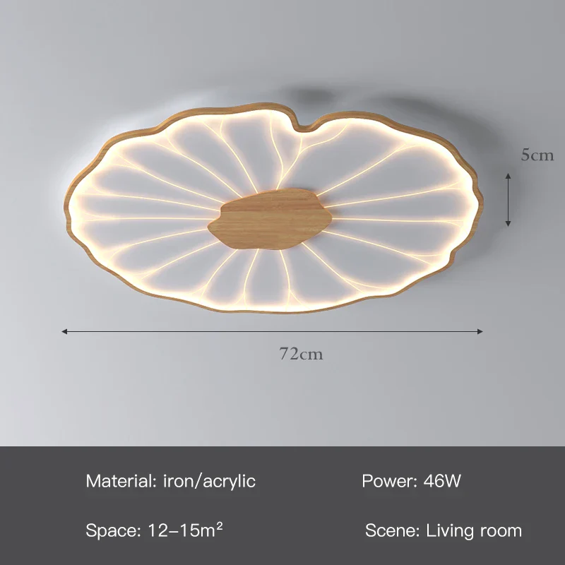 plafonnier moderne à grain de bois pour salon chambre à coucher étude crèche pour enfants conception de feuille de lotus lustre à LED en métal - Image 11