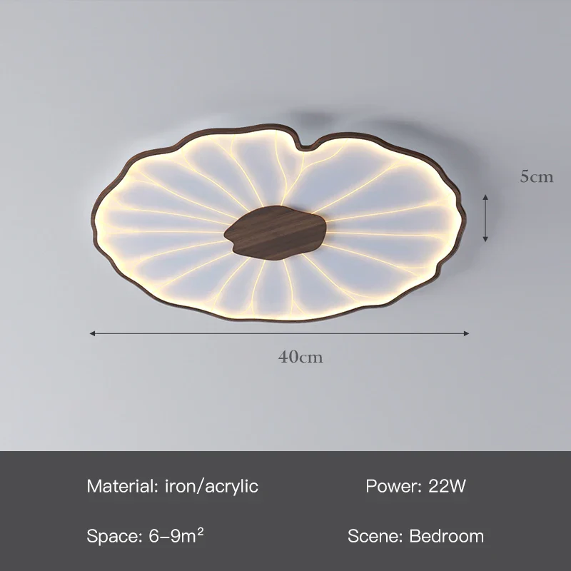 plafonnier moderne à grain de bois pour salon chambre à coucher étude crèche pour enfants conception de feuille de lotus lustre à LED en métal - Image 12