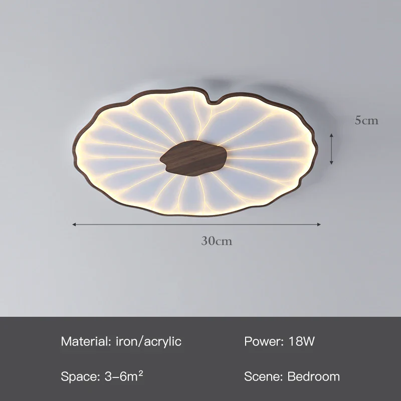 plafonnier moderne à grain de bois pour salon chambre à coucher étude crèche pour enfants conception de feuille de lotus lustre à LED en métal - Image 13