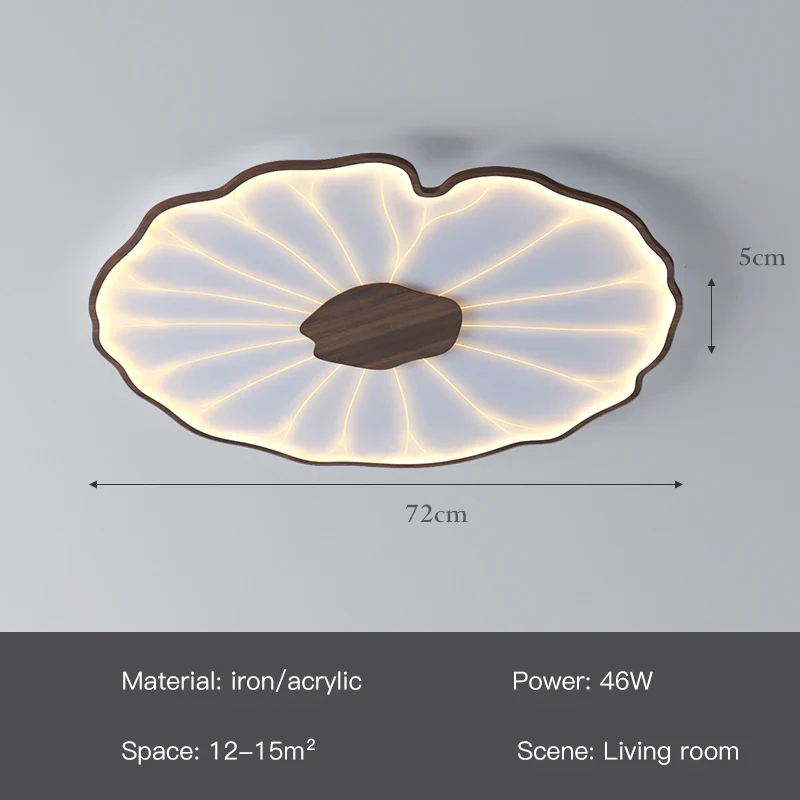plafonnier moderne à grain de bois pour salon chambre à coucher étude crèche pour enfants conception de feuille de lotus lustre à LED en métal - Image 15
