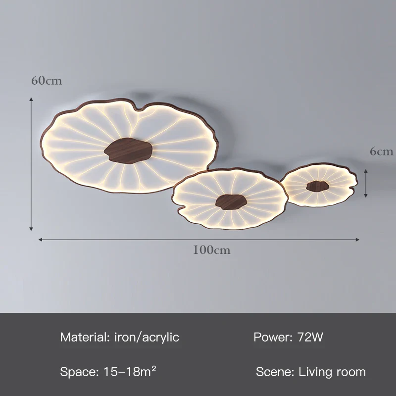 plafonnier moderne à grain de bois pour salon chambre à coucher étude crèche pour enfants conception de feuille de lotus lustre à LED en métal - Image 16