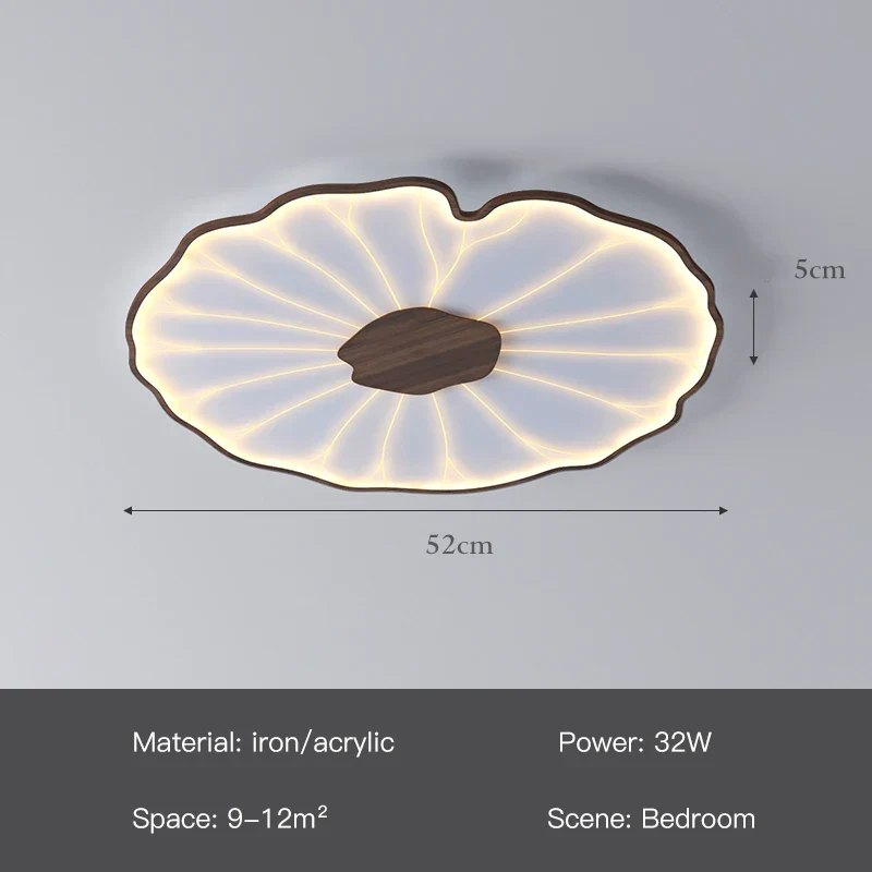 plafonnier moderne à grain de bois pour salon chambre à coucher étude crèche pour enfants conception de feuille de lotus lustre à LED en métal - Image 17