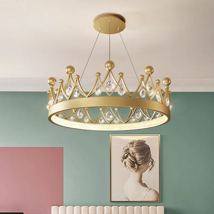 2024 Simple bedroom lamp children's room living room light luxury crown crystal chandelier pendant lights room decor - Image 2