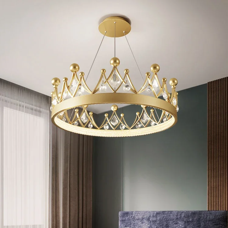 2024 Simple bedroom lamp children's room living room light luxury crown crystal chandelier pendant lights room decor - Image 3
