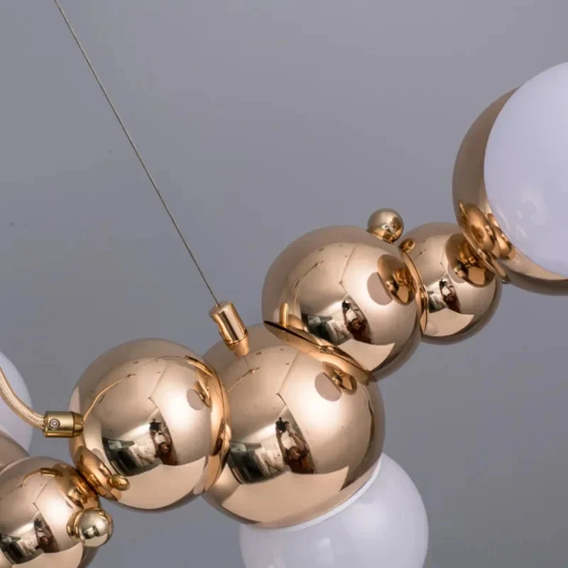 2024Modern Creative Long Bar Chandelier Caterpillar Shaped Metal ball Pendants Lamp Dining Room for Kitchen Hanging Light Lustre - Image 5