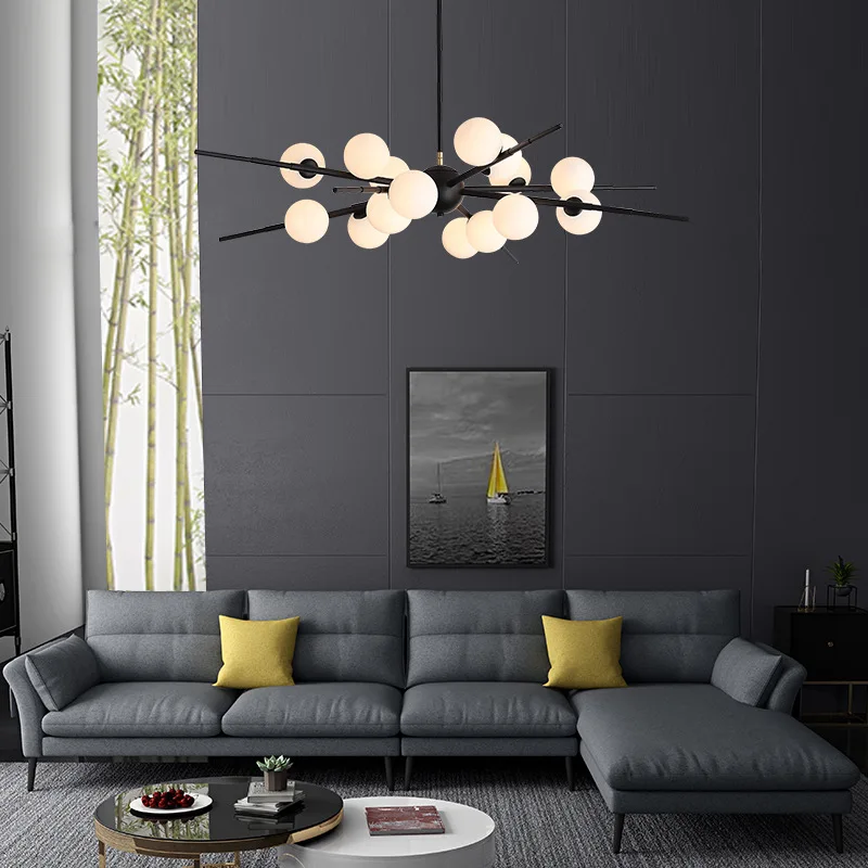 2024Modern Glass Ball LED Chandelier for Living room Dining Room Luminaire Gold/black Pendant Lamp Lustre ,Samsarah Lighting - Image 3