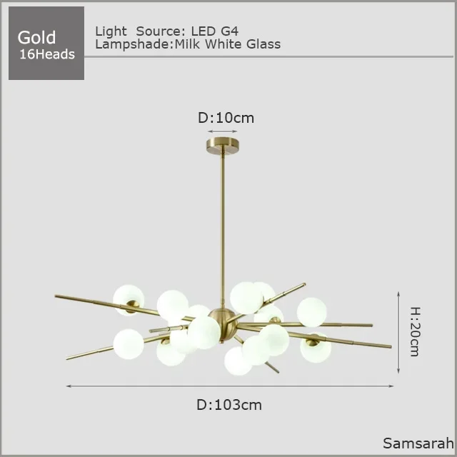 2024Modern Glass Ball LED Chandelier for Living room Dining Room Luminaire Gold/black Pendant Lamp Lustre ,Samsarah Lighting - Image 7