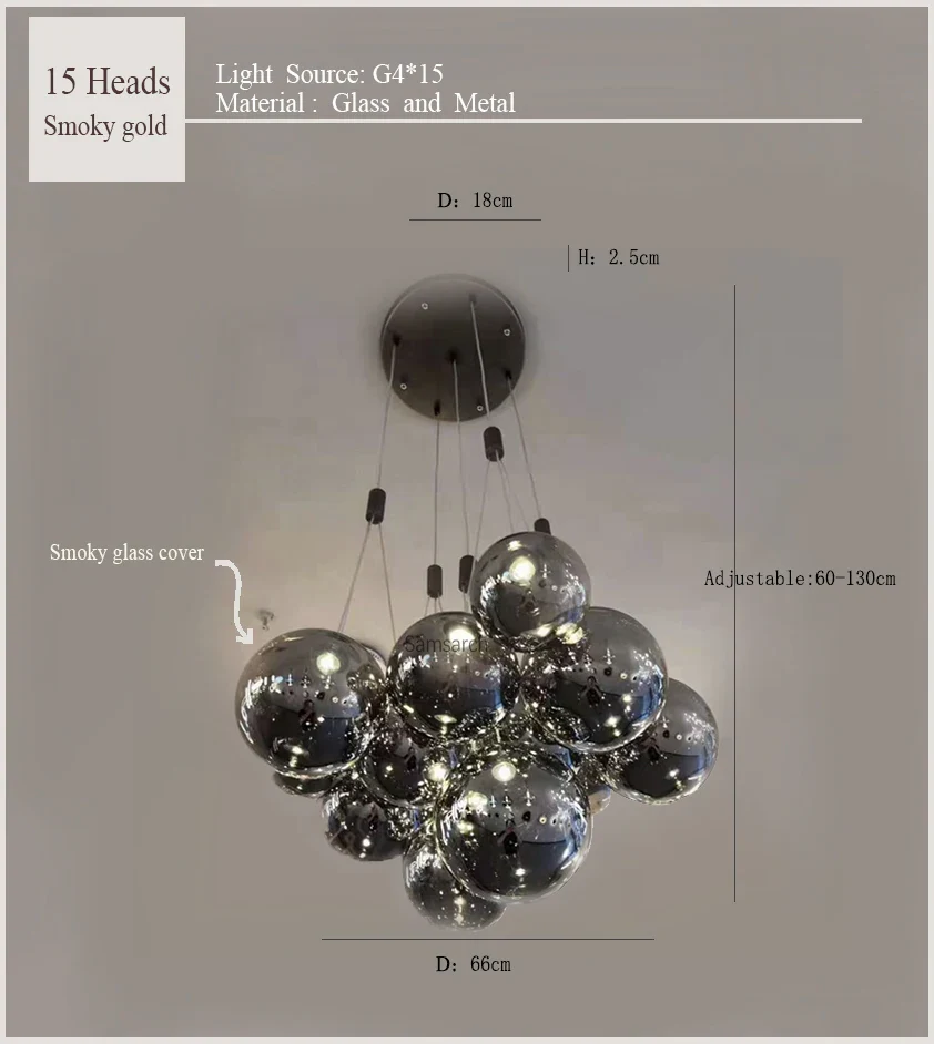 2024Modern glass LED droplight Nordic style kitchen bedroom living room dining table display room lighting lamps and lanterns - Image 7