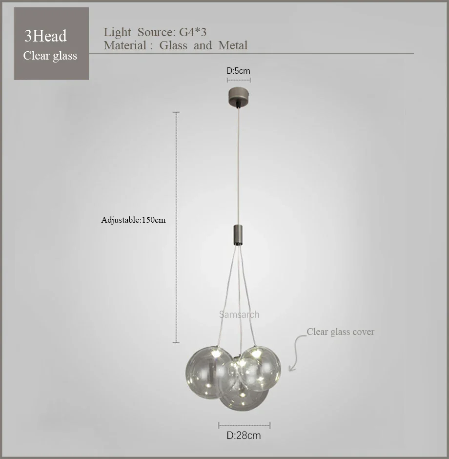 2024Modern glass LED droplight Nordic style kitchen bedroom living room dining table display room lighting lamps and lanterns - Image 9
