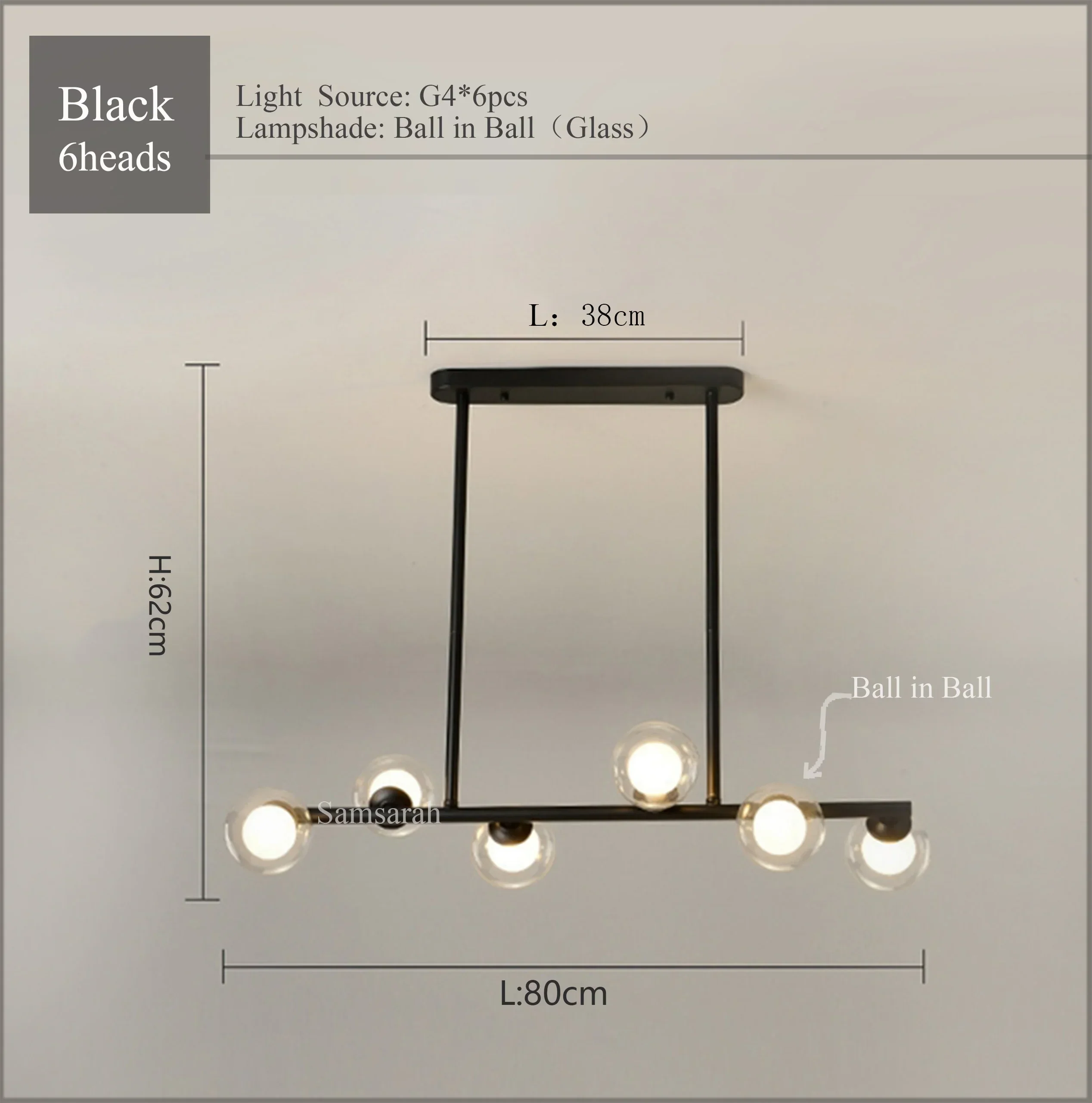 2024Modern LED Chandelier Black and Gold Long Glass Ball Chandeliers for Living Room Dinning Room Lustre,Samsarah Lighting - Image 14