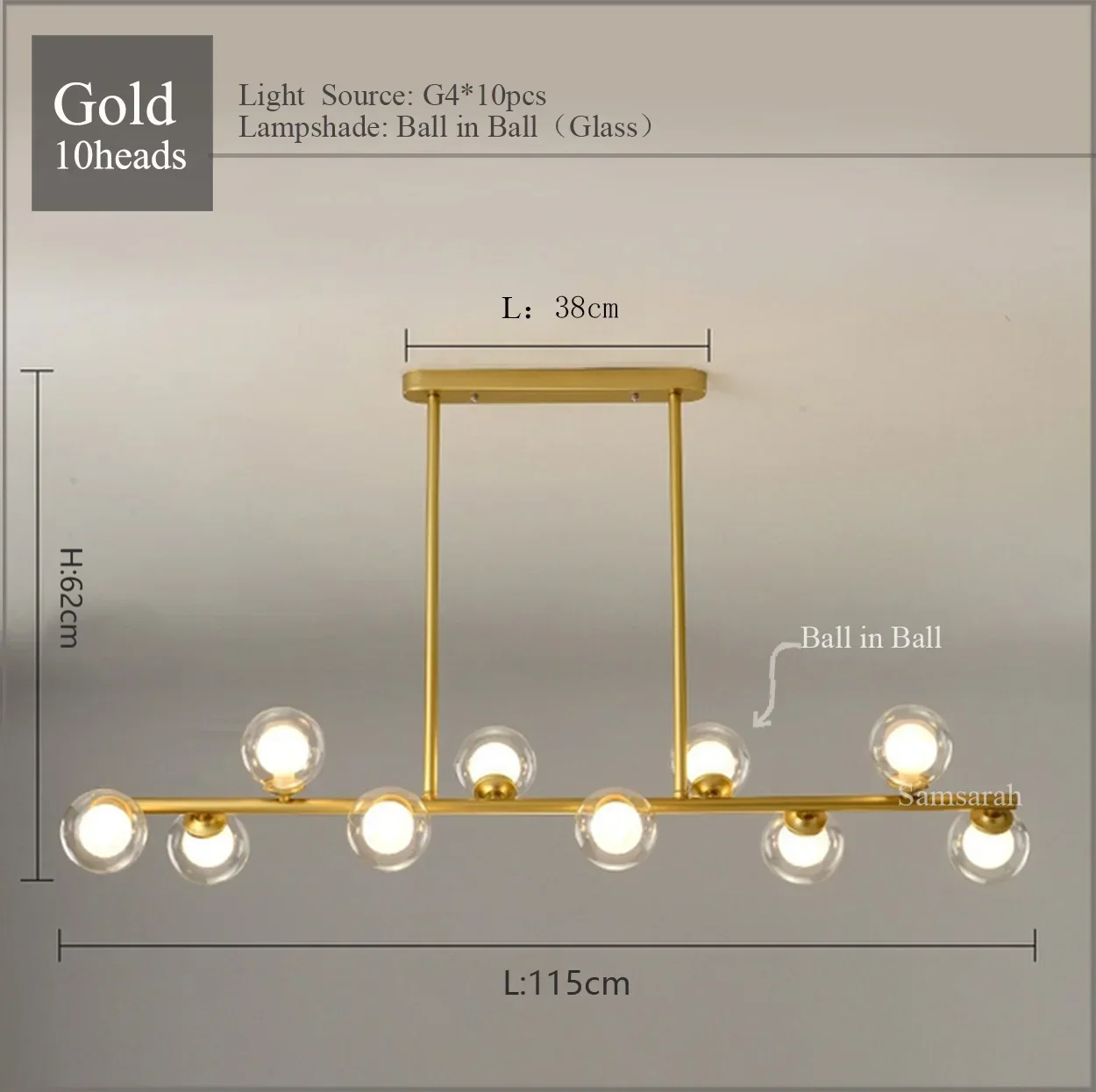 2024Modern LED Chandelier Black and Gold Long Glass Ball Chandeliers for Living Room Dinning Room Lustre,Samsarah Lighting - Image 16