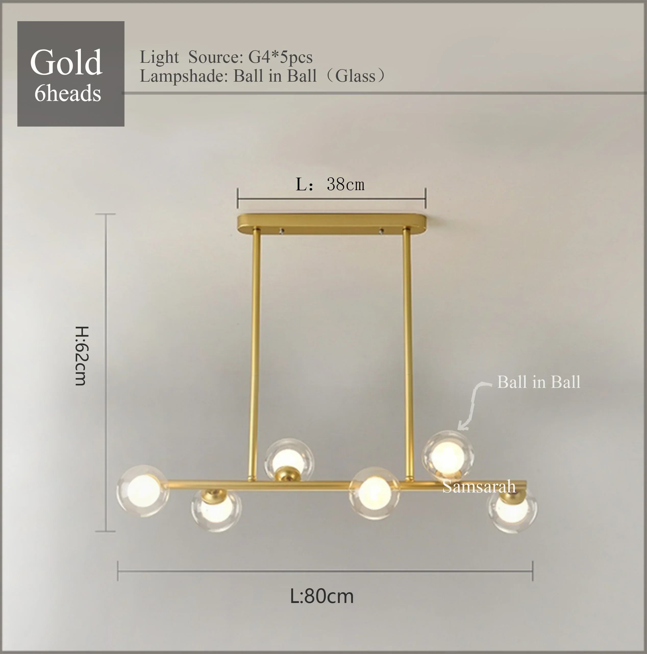 2024Modern LED Chandelier Black and Gold Long Glass Ball Chandeliers for Living Room Dinning Room Lustre,Samsarah Lighting - Image 8