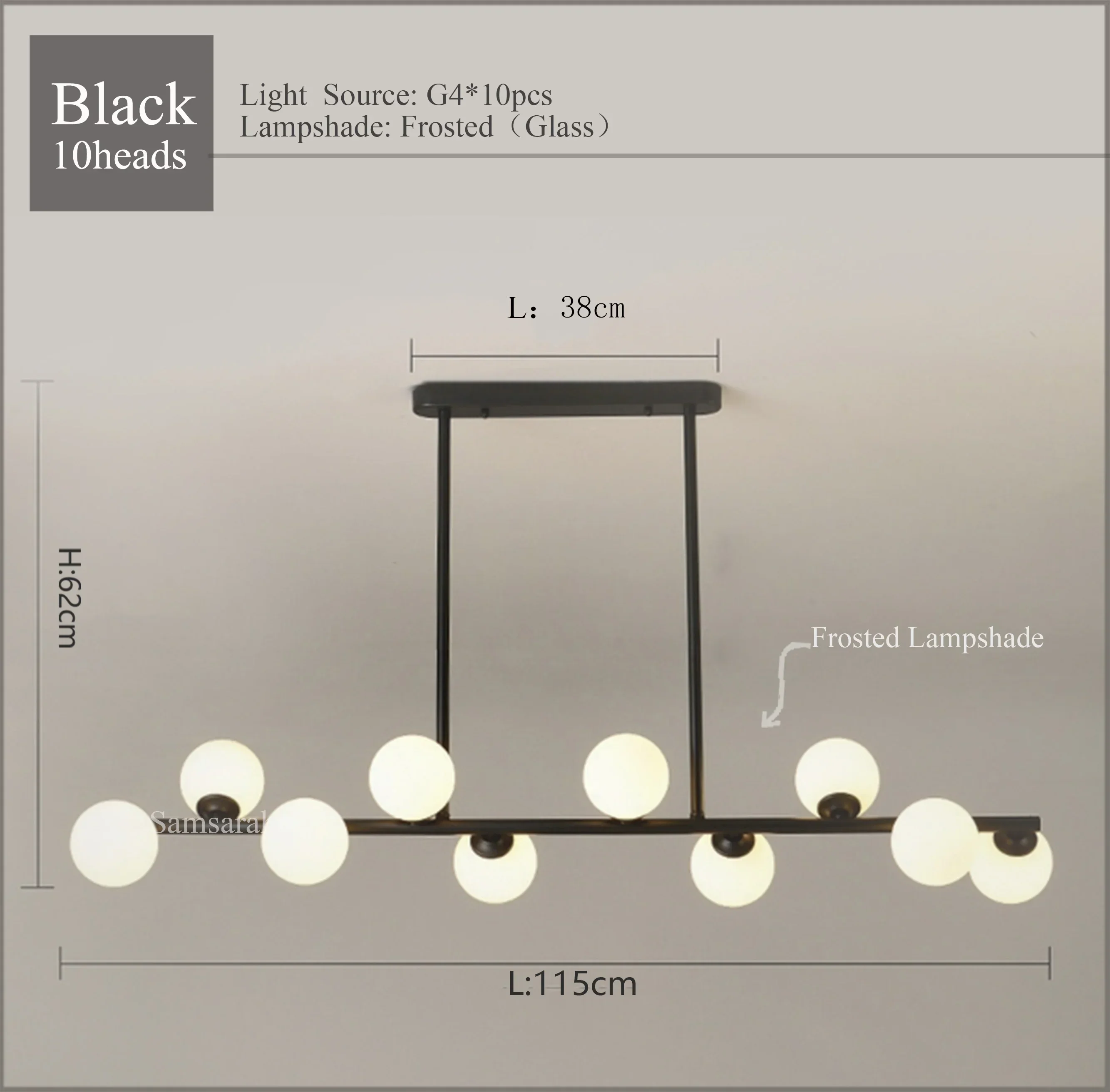 2024Modern LED Chandelier Black and Gold Long Glass Ball Chandeliers for Living Room Dinning Room Lustre,Samsarah Lighting - Image 9