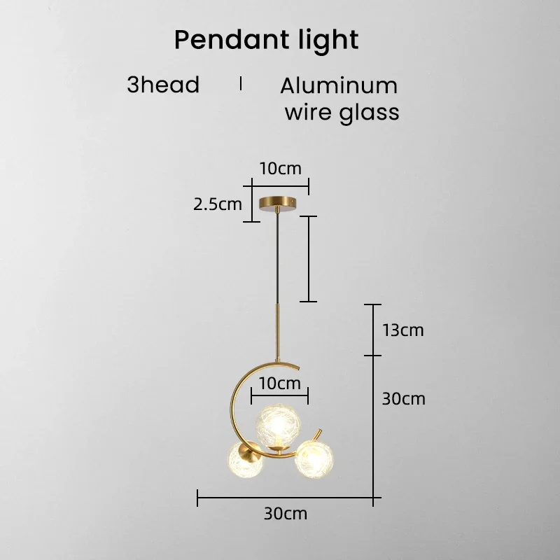 220V 110V Small Chandelier Nordic Round Pendant Light Gold Glass Ball Light for Living Room Dinning Room Kitchen Bedroom - Image 11